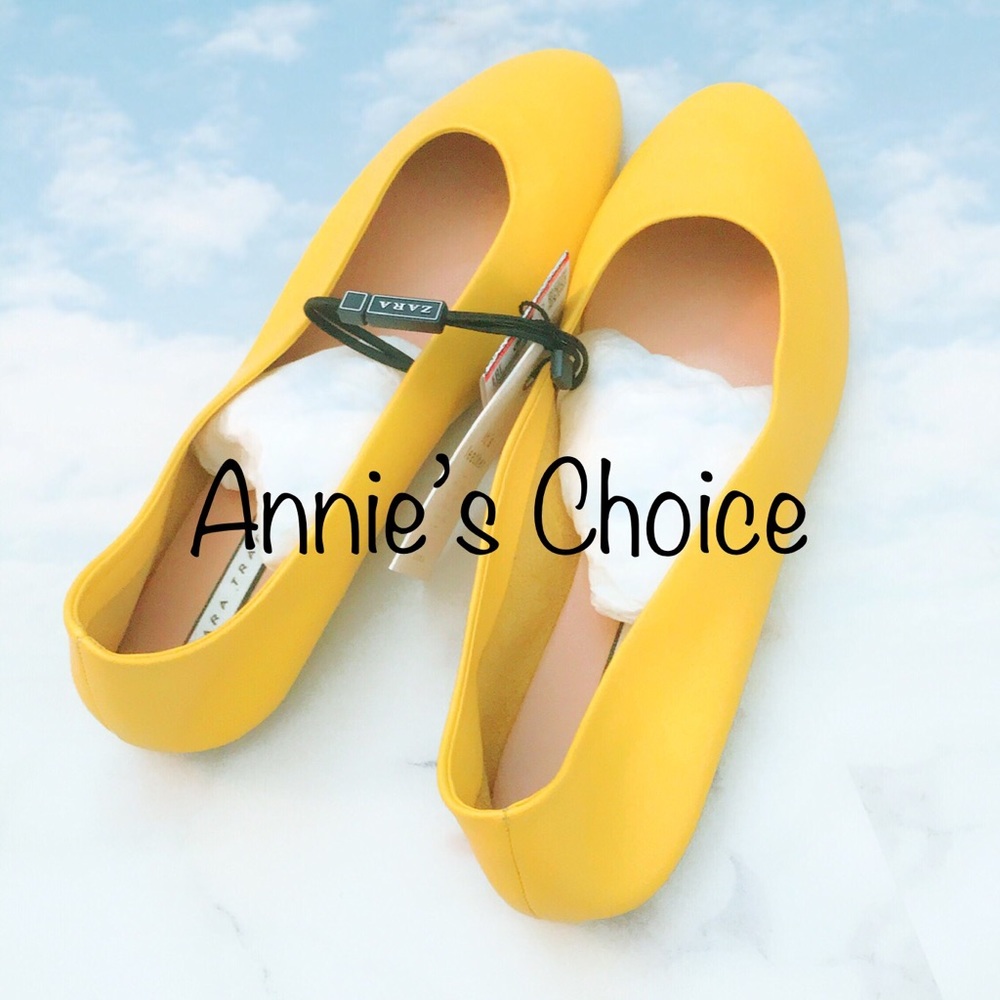 ZARA Ballerina Flats:Yellow, US 7.5, 8/EUR 38, 39